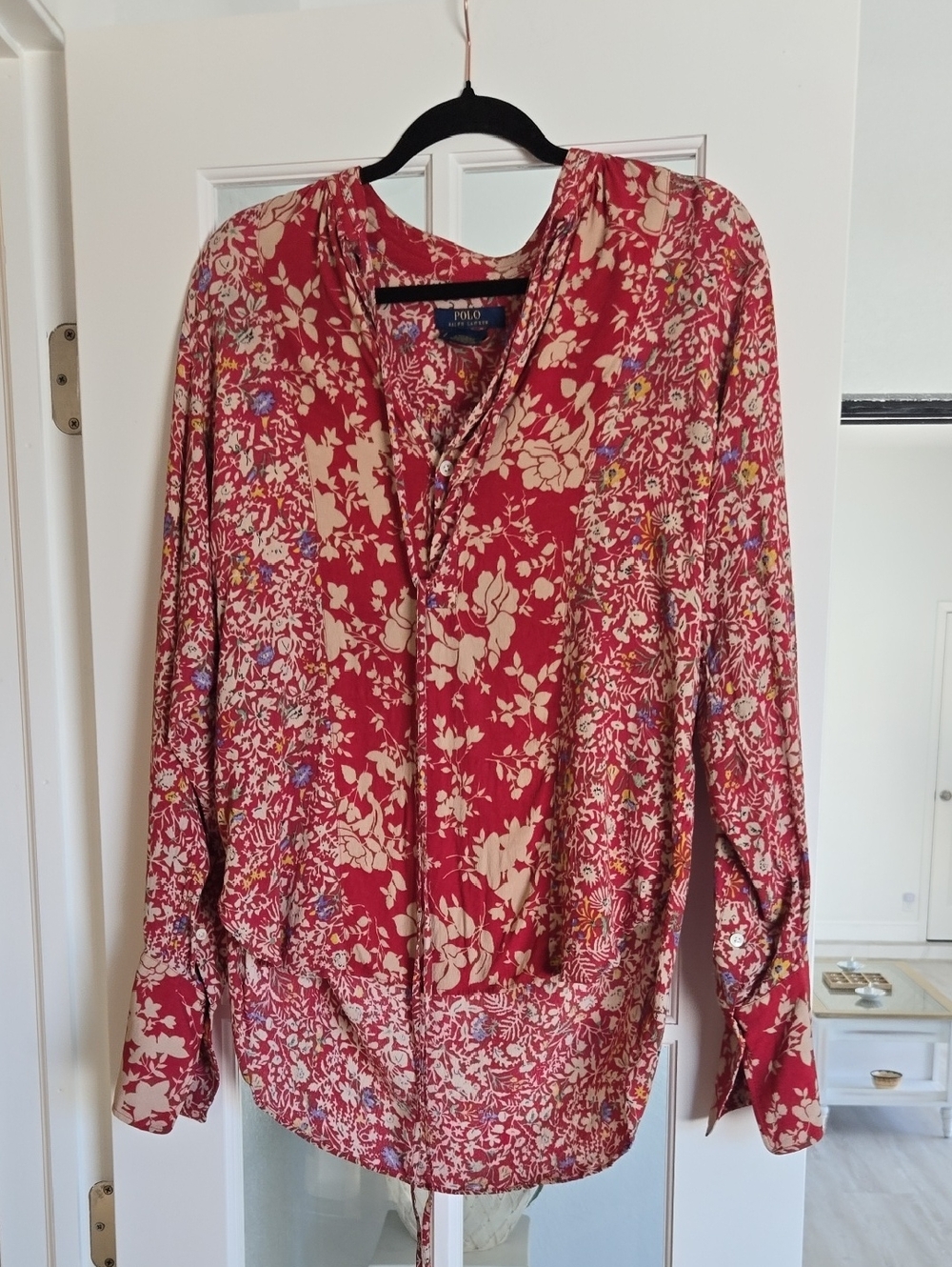 Polo by Ralph Lauren Red and Cream Floral Button-Up Top
